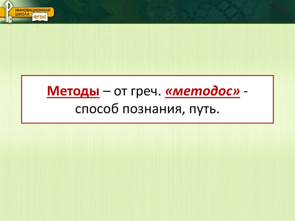 Методы – от греч. «методос» - способ познания, путь.