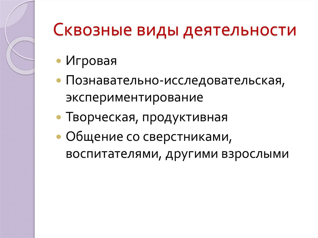 Сквозные виды деятельности