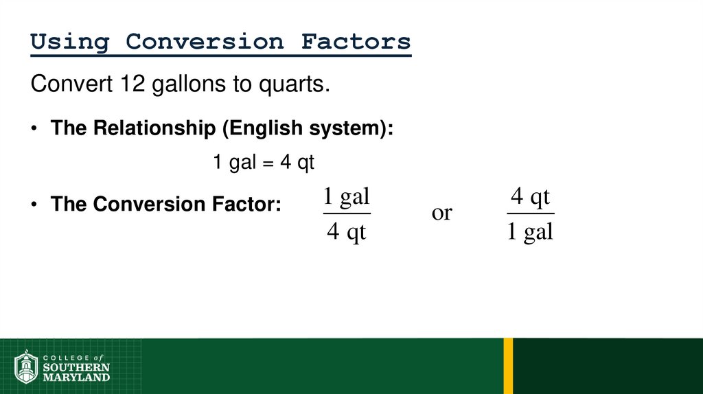 Using Conversion Factors