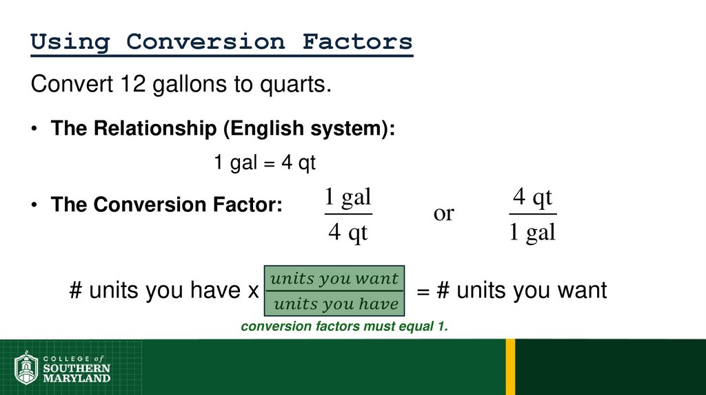 Using Conversion Factors