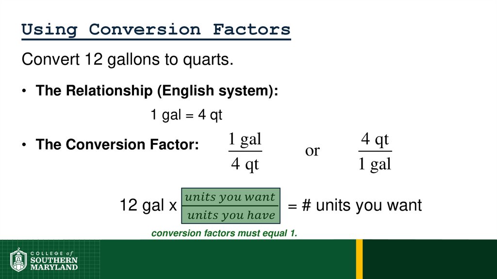 Using Conversion Factors