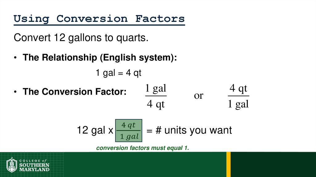 Using Conversion Factors