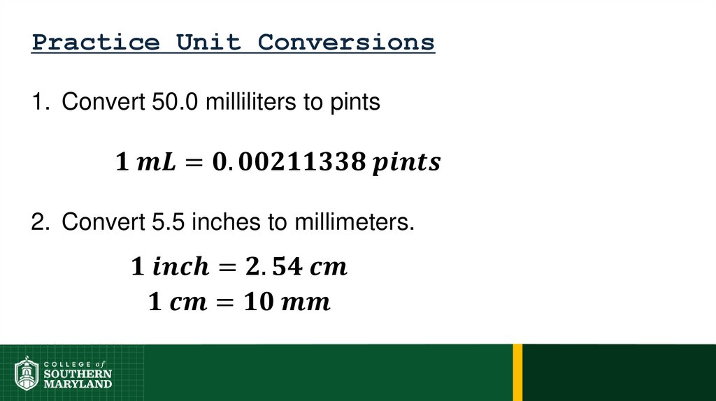 Practice Unit Conversions
