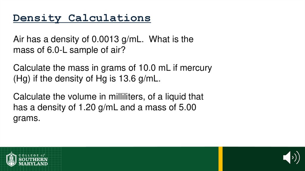 Density Calculations