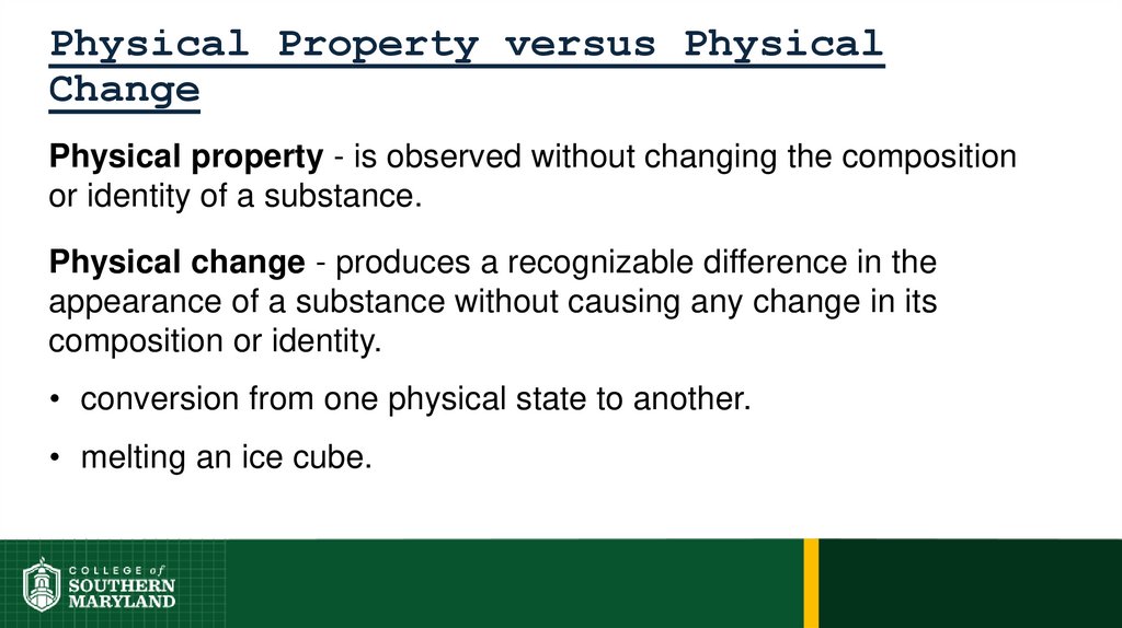 Physical Property versus Physical Change