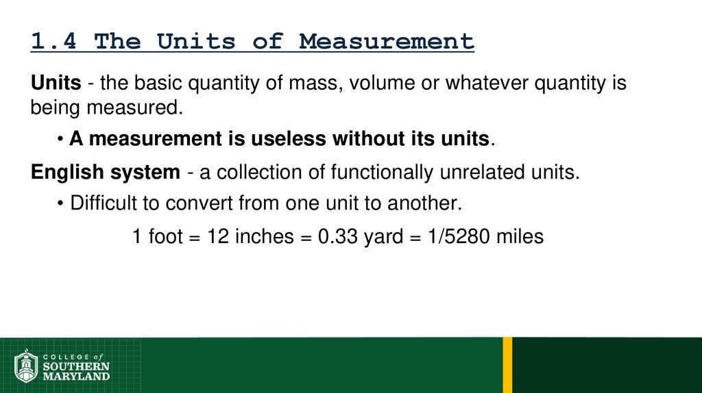 1.4 The Units of Measurement