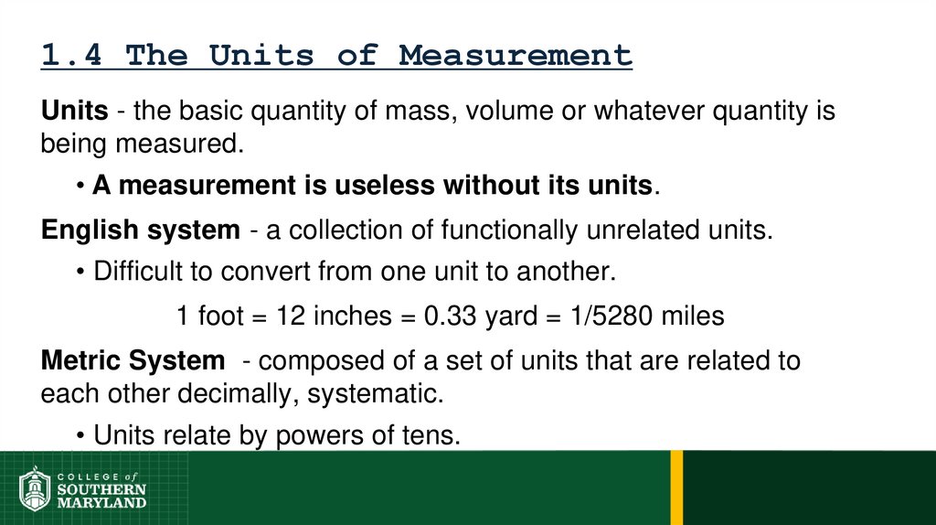 1.4 The Units of Measurement