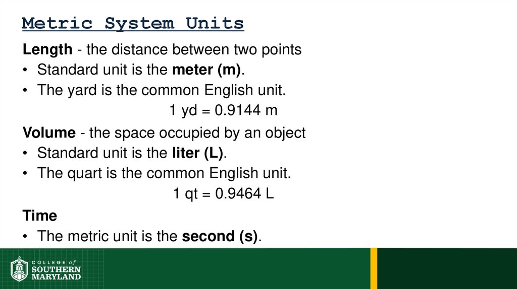 Metric System Units