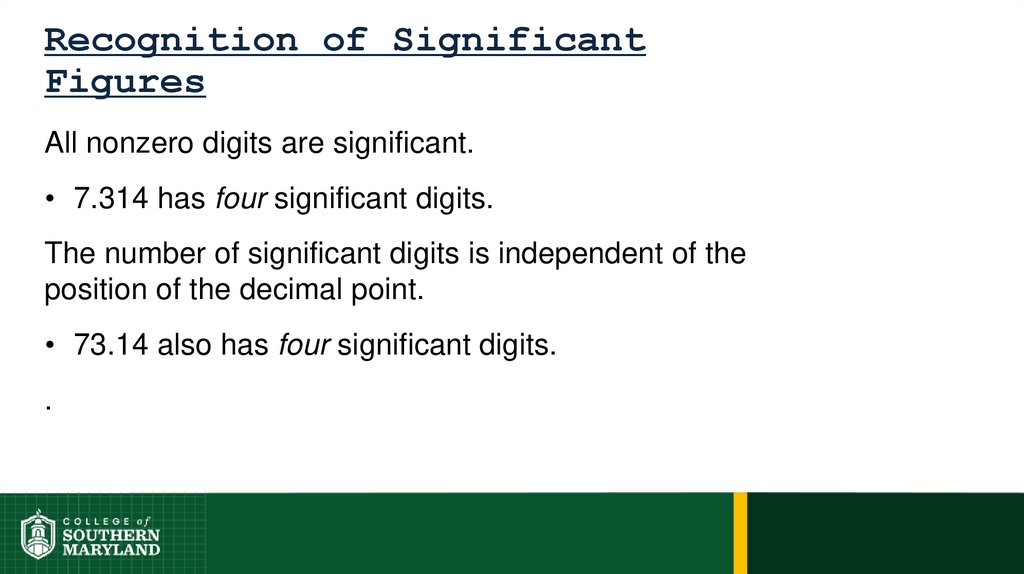 Recognition of Significant Figures