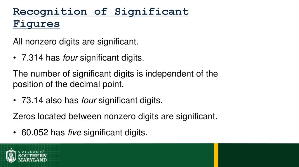 Recognition of Significant Figures