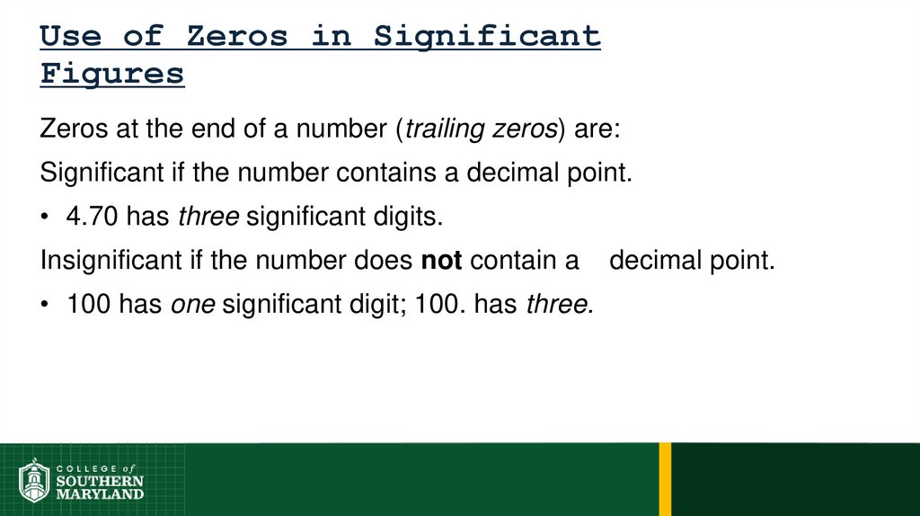 Use of Zeros in Significant Figures