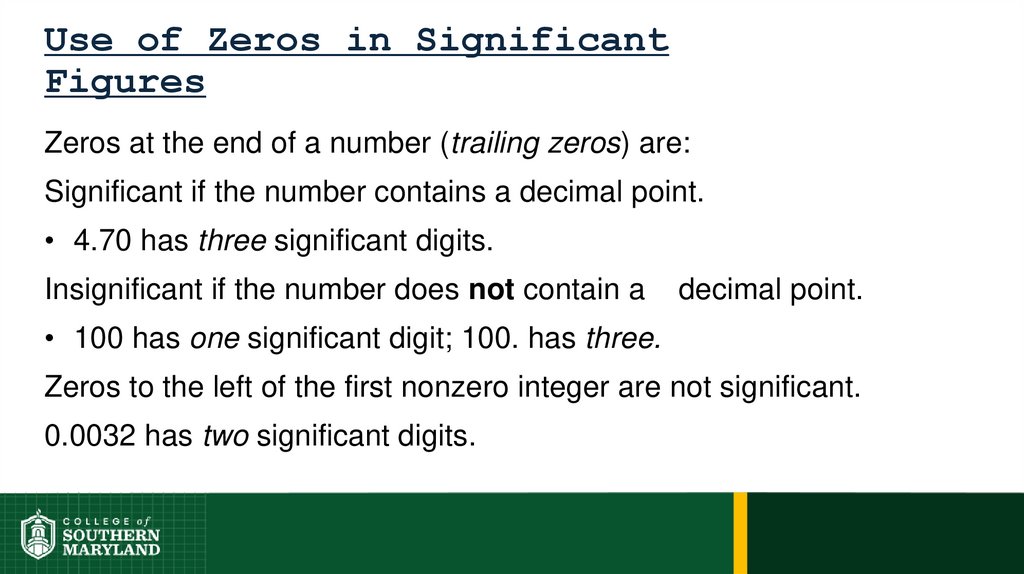 Use of Zeros in Significant Figures