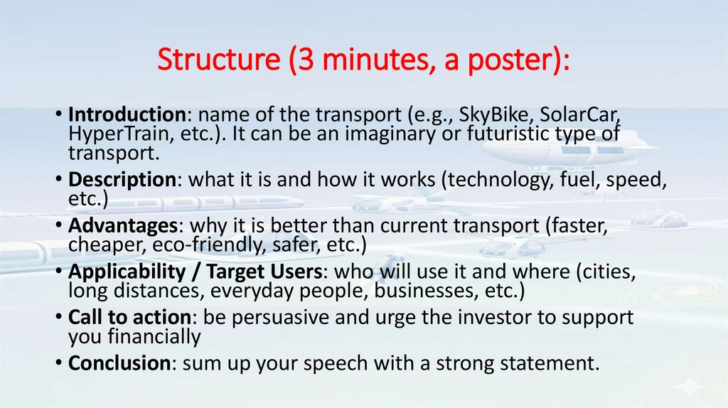 Structure (3 minutes, a poster):
