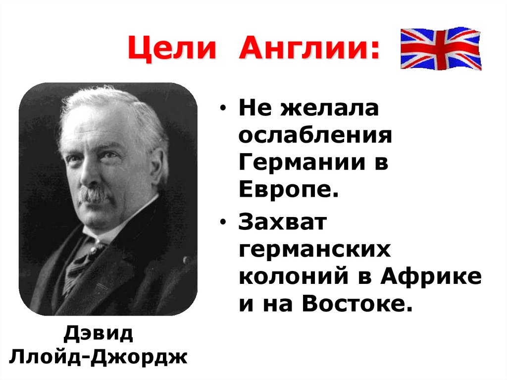 Цели Англии: