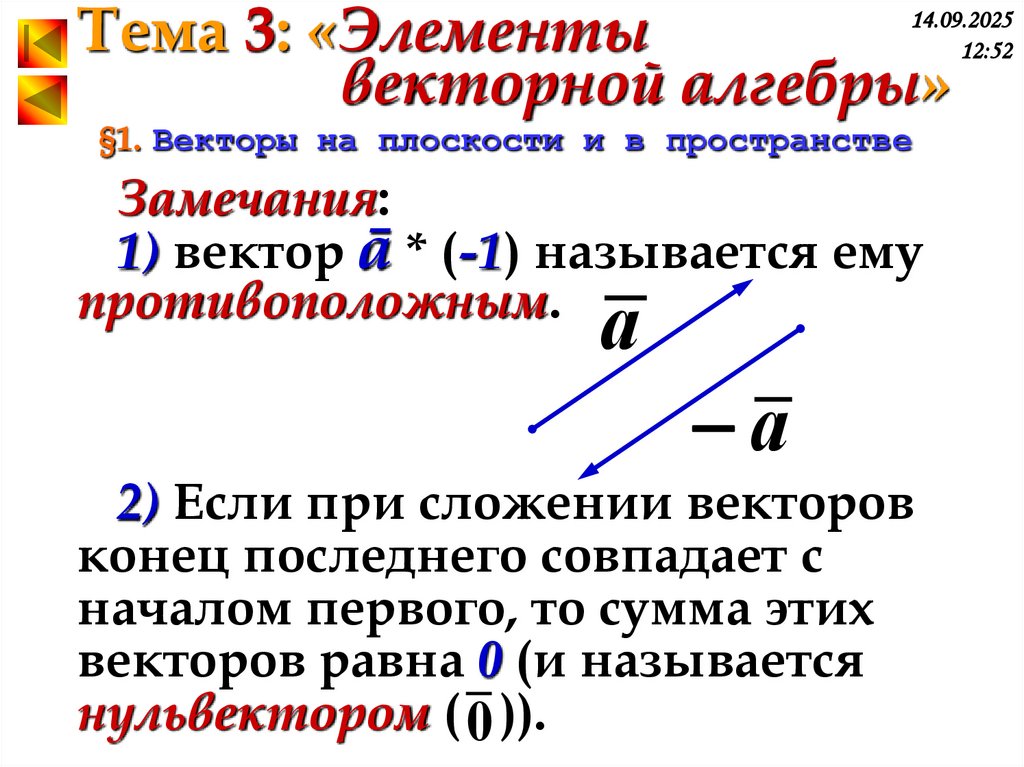 §1. Векторы на плоскости и в пространстве