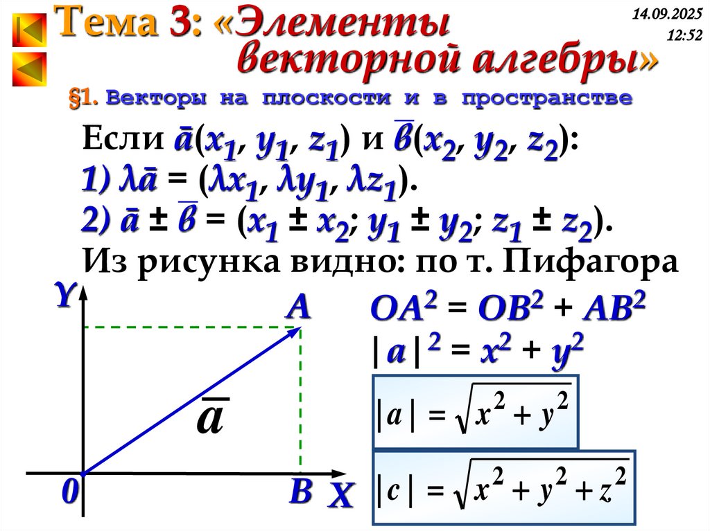 §1. Векторы на плоскости и в пространстве