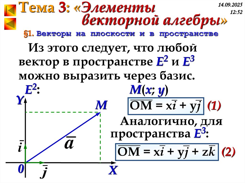 §1. Векторы на плоскости и в пространстве