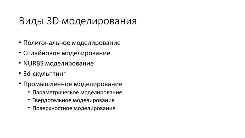 Виды 3D моделирования