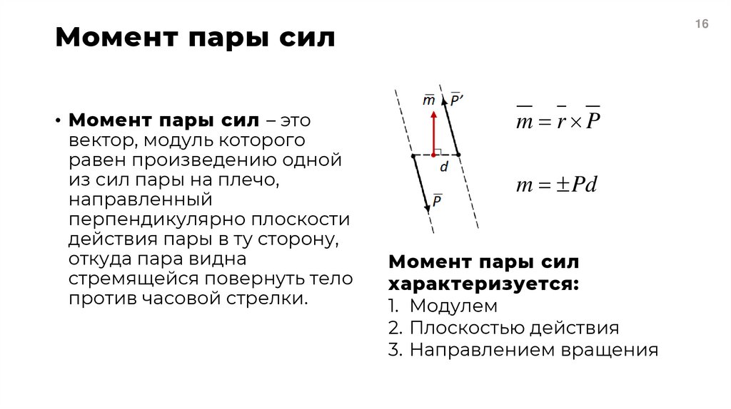 Момент пары сил