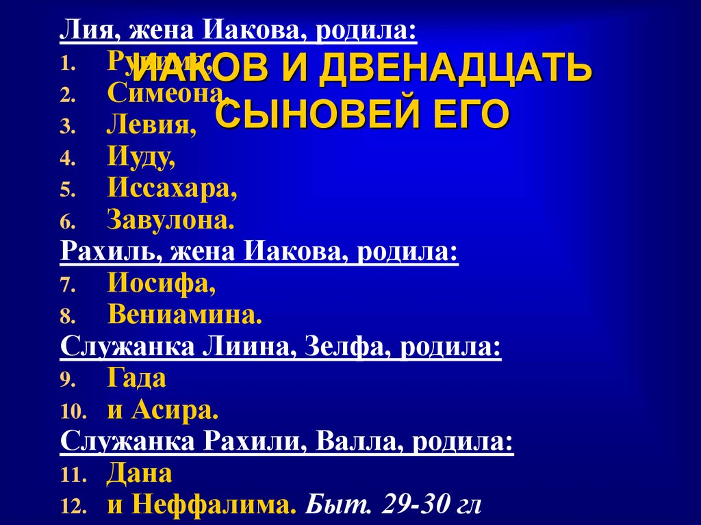 ИАКОВ И ДВЕНАДЦАТЬ СЫНОВЕЙ ЕГО