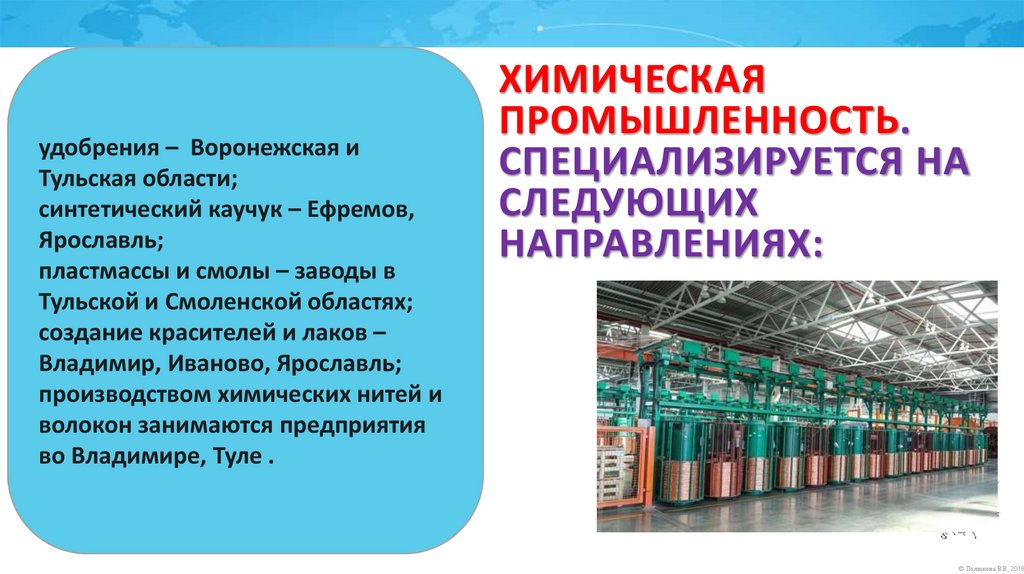 Химическая промышленность. специализируется на следующих направлениях: