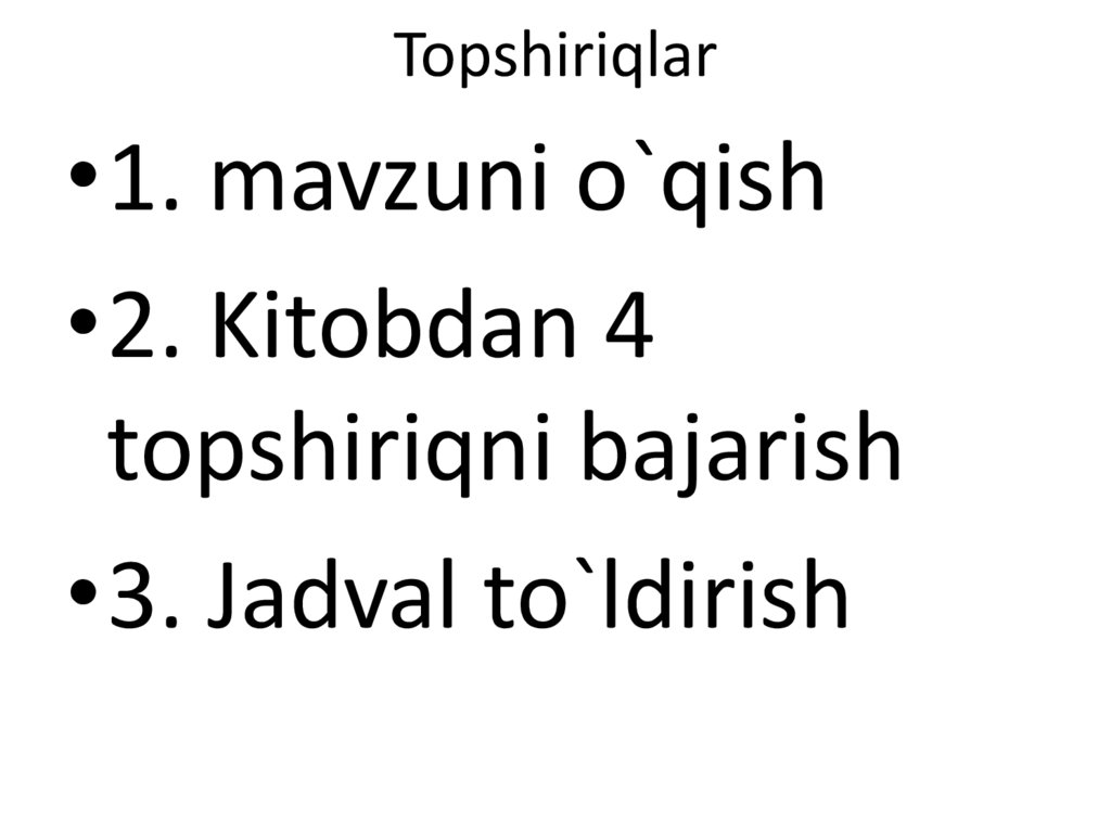 Topshiriqlar