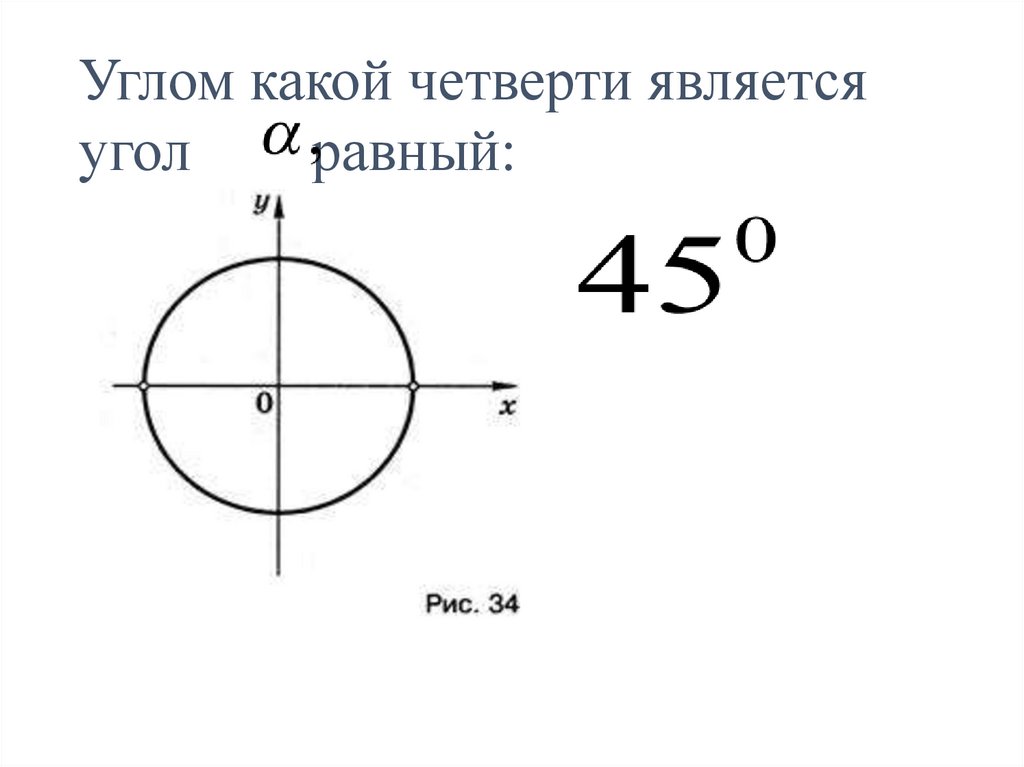 Углом какой четверти является угол равный: