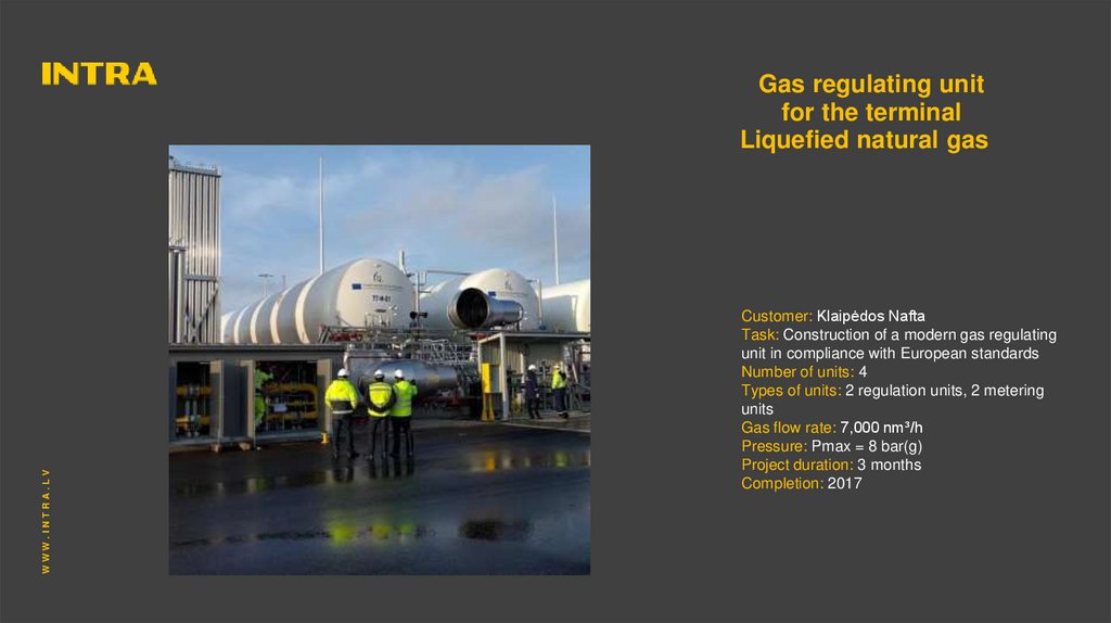 Gas regulating unit for the terminal