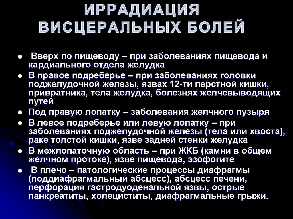 ИРРАДИАЦИЯ ВИСЦЕРАЛЬНЫХ БОЛЕЙ