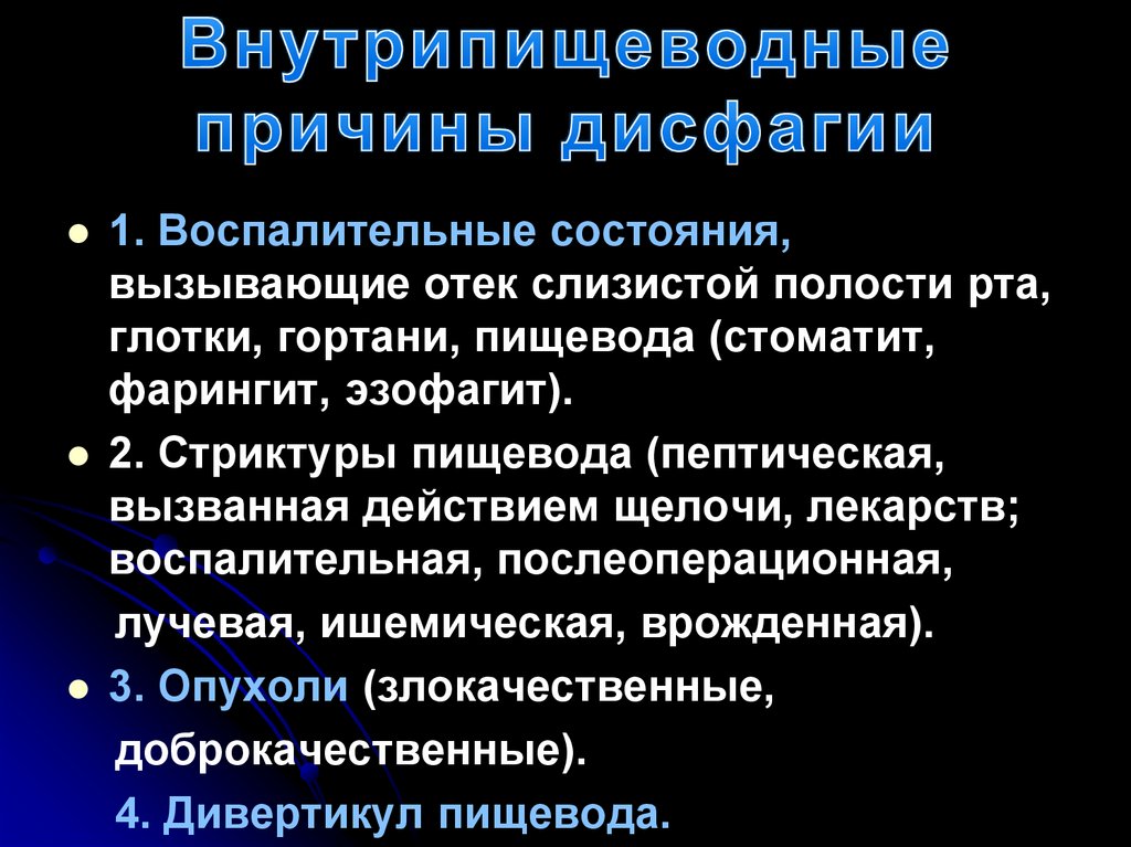Внутрипищеводные причины дисфагии