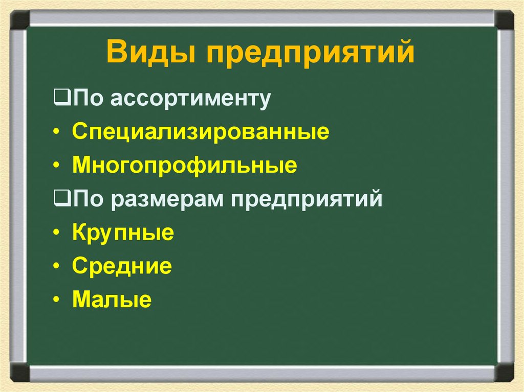 Виды предприятий