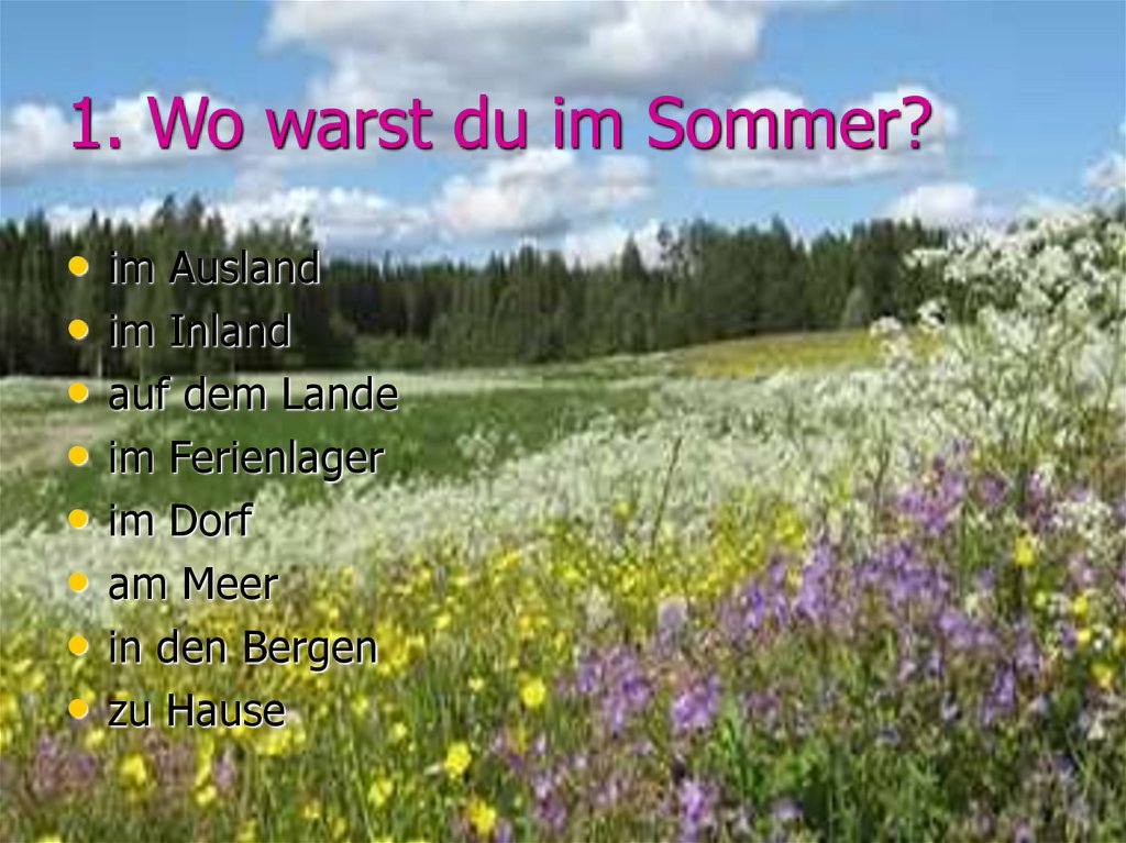 1. Wo warst du im Sommer?