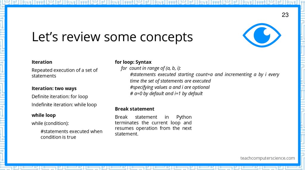 Let’s review some concepts