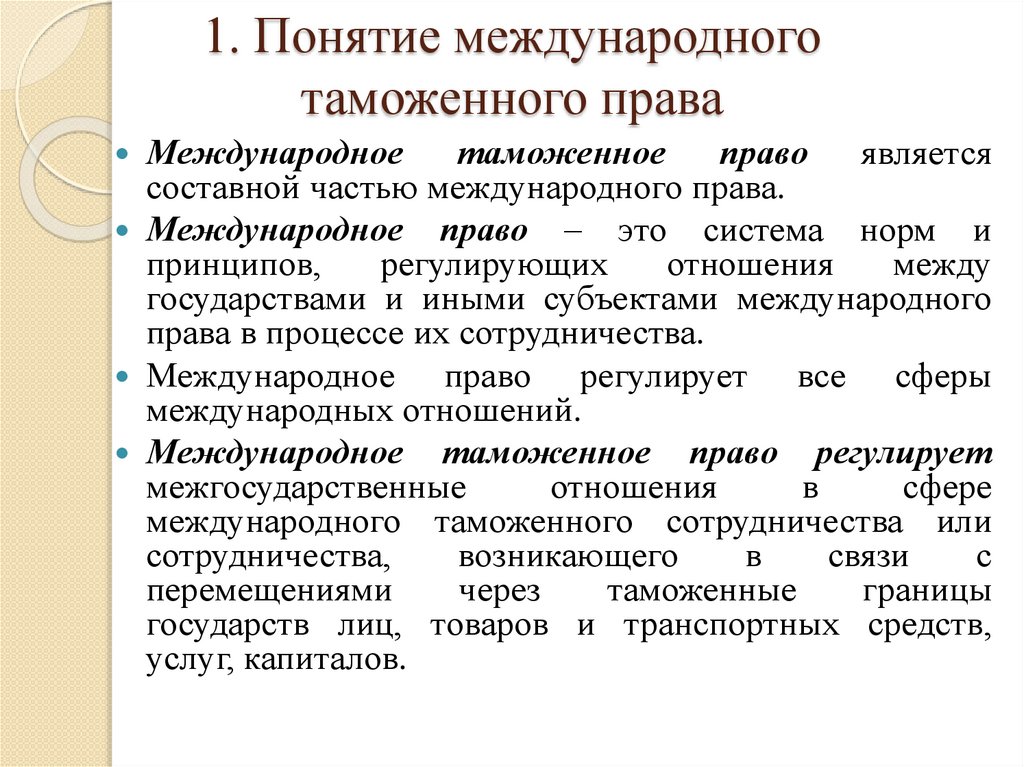 1. Понятие международного таможенного права