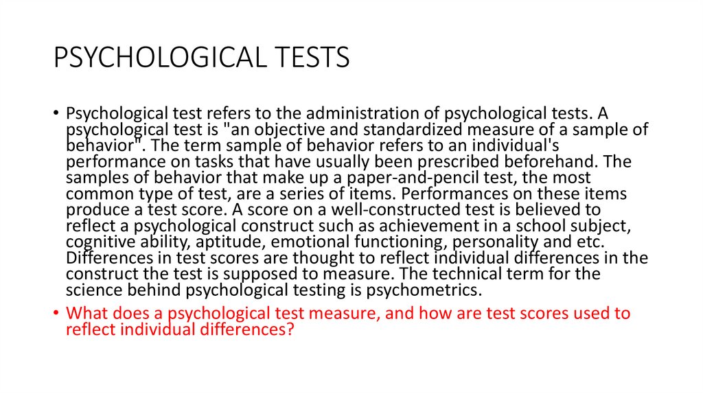 PSYCHOLOGICAL TESTS
