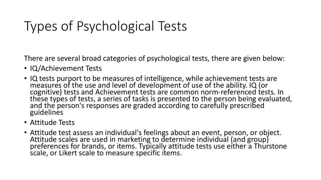 Types of Psychological Tests