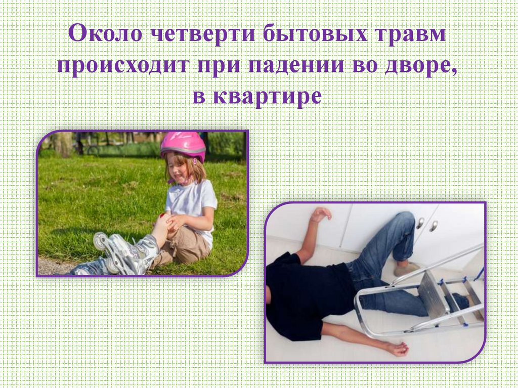 Около четверти бытовых травм происходит при падении во дворе, в квартире