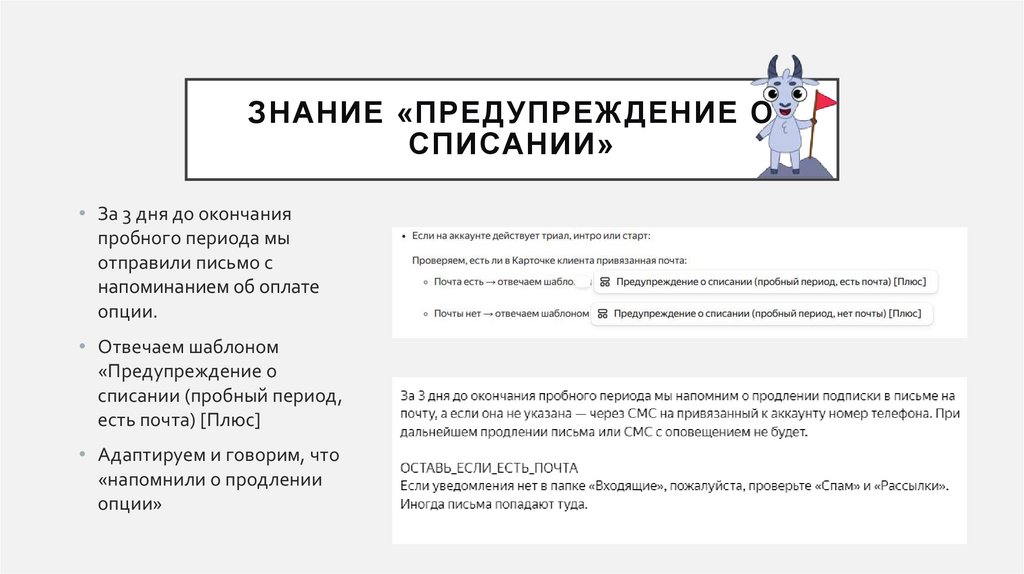 Знание «Предупреждение о списании»