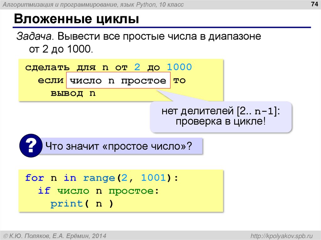 Вложенные циклы