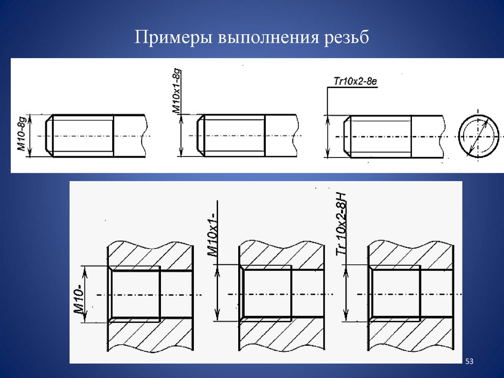 Примеры выполнения резьб