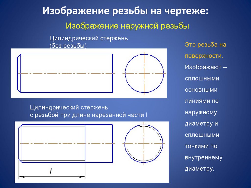 Изображение резьбы на чертеже: