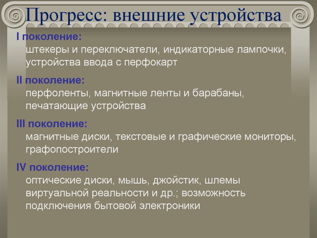 Прогресс: внешние устройства