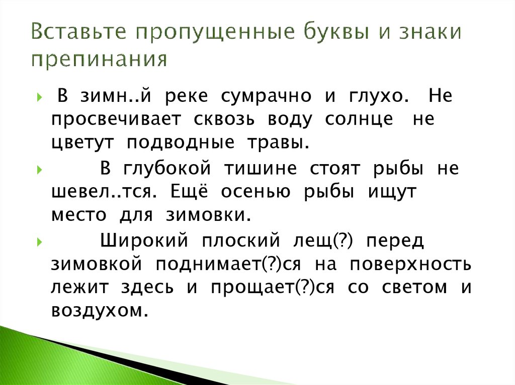 Вставьте пропущенные буквы и знаки препинания