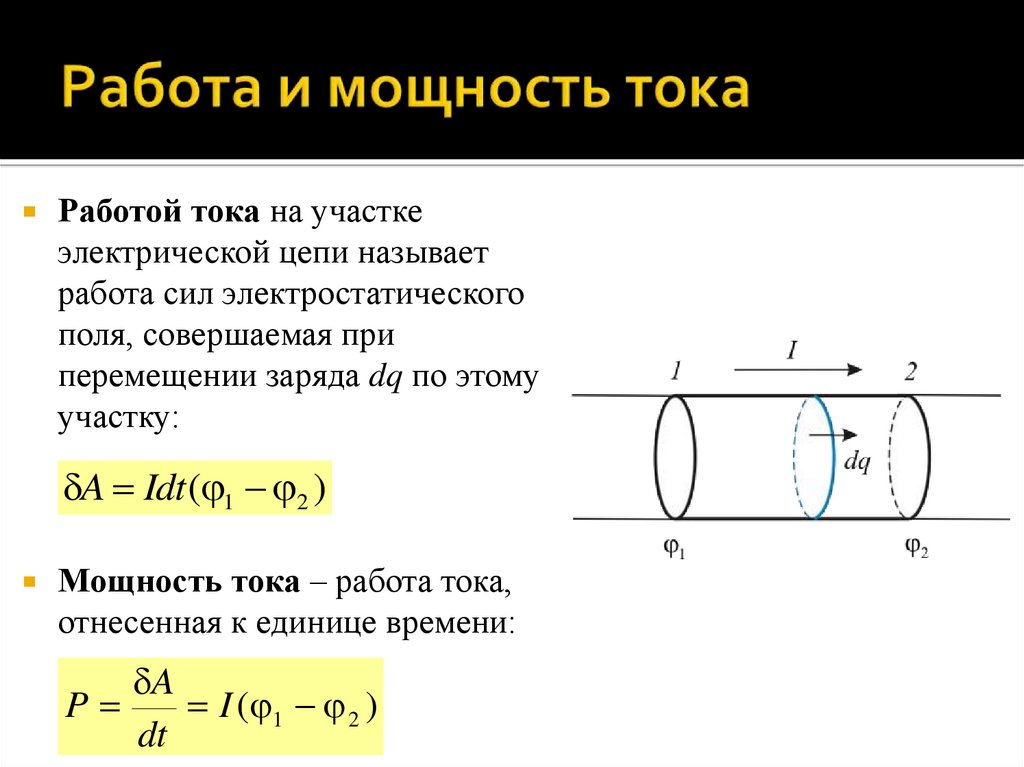 Работа и мощность тока