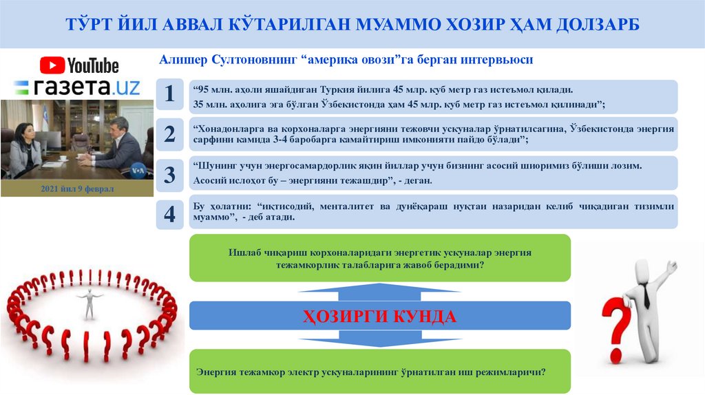 ТЎРТ ЙИЛ АВВАЛ КЎТАРИЛГАН МУАММО ХОЗИР ҲАМ ДОЛЗАРБ