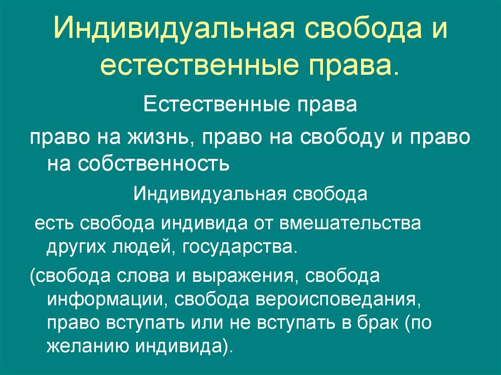 Индивидуальная свобода и естественные права.