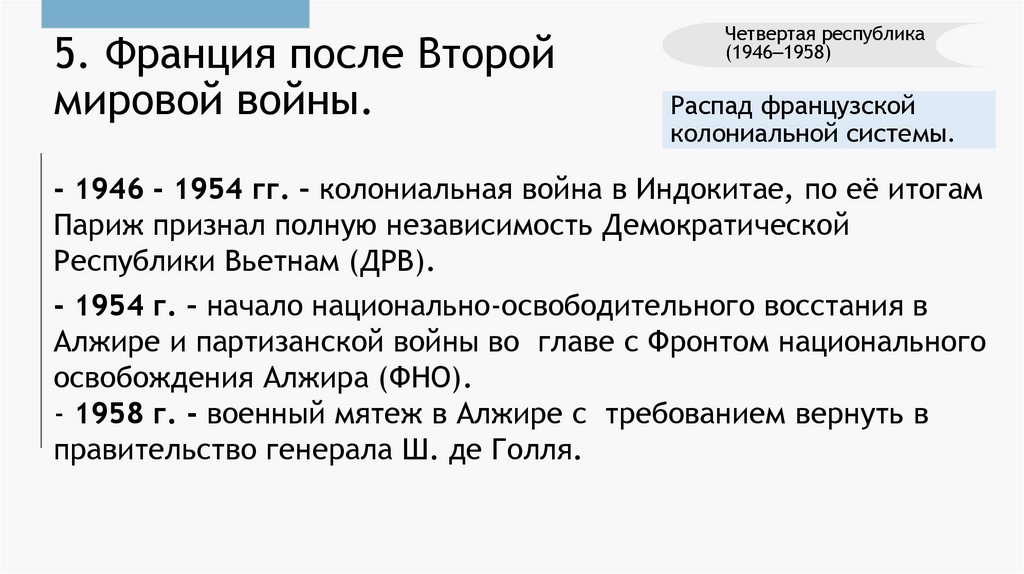 5. Франция после Второй мировой войны.