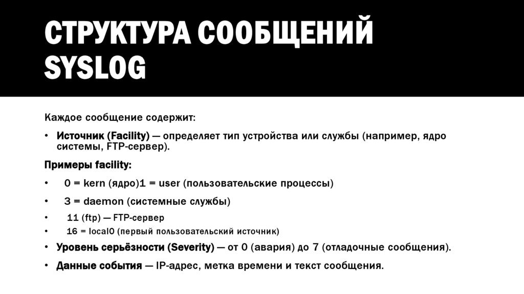 Структура сообщений Syslog