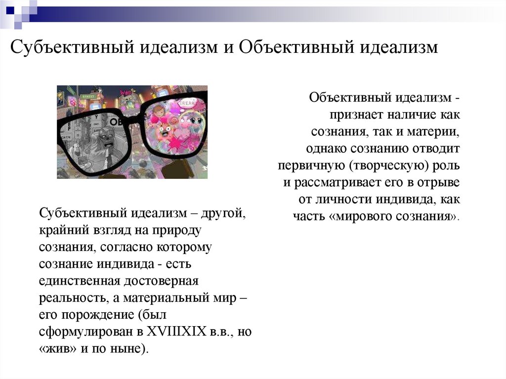 Субъективный идеализм и Объективный идеализм