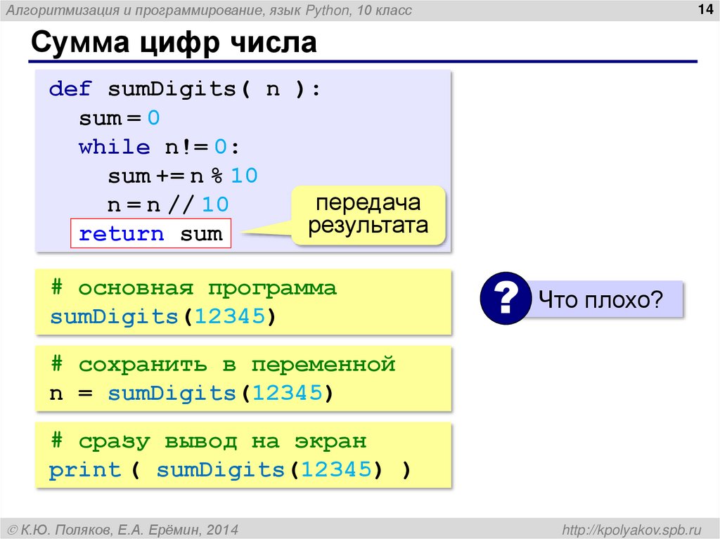Сумма цифр числа